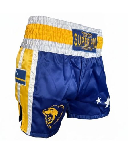 Super Pro Combat Gear Thai Short Nations Curacao blauw - geel - wit