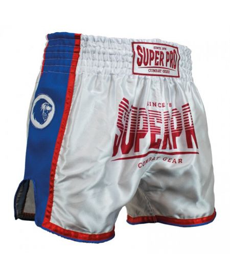 Super Pro Combat Gear Thai Short Stripes Wit/Blauw/Rood