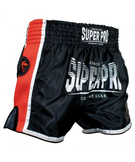 Super Pro Combat Gear Thai Short Stripes Zwart/Rood/Wit