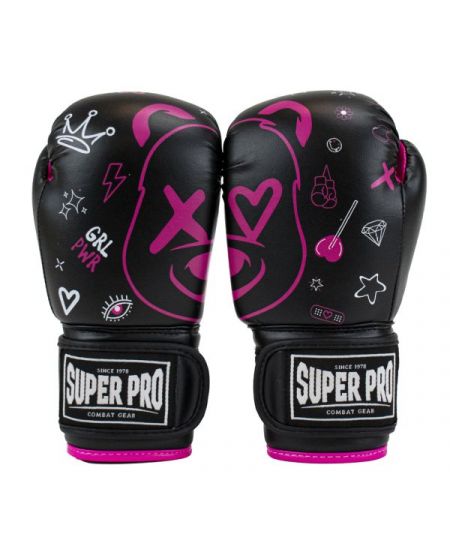 Super Pro Combat Gear Bokshandschoenen Kids Bear Zwart/Roze/Wit