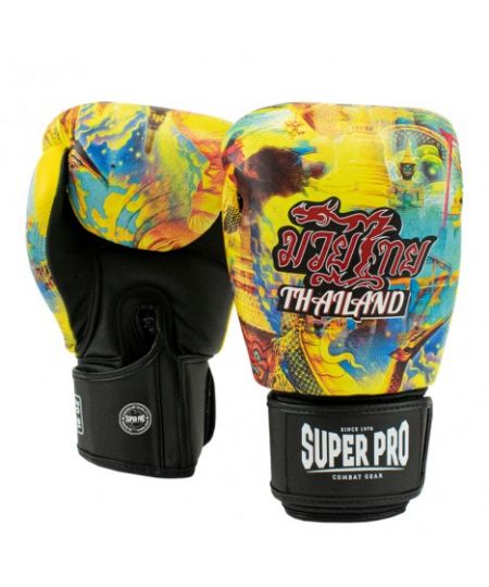 Super Pro Combat Gear Thaibokshandschoenen Leder Pattaya MADE in THAILAND Geel