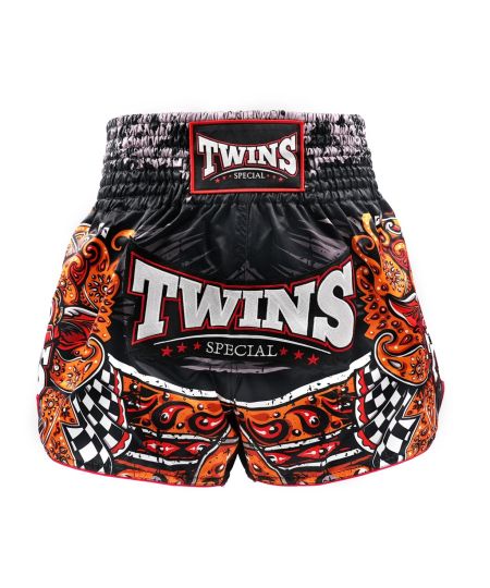 Twins Special Muay Thai Shorts TTBL BARONG - Orange/Rood/Zwart
