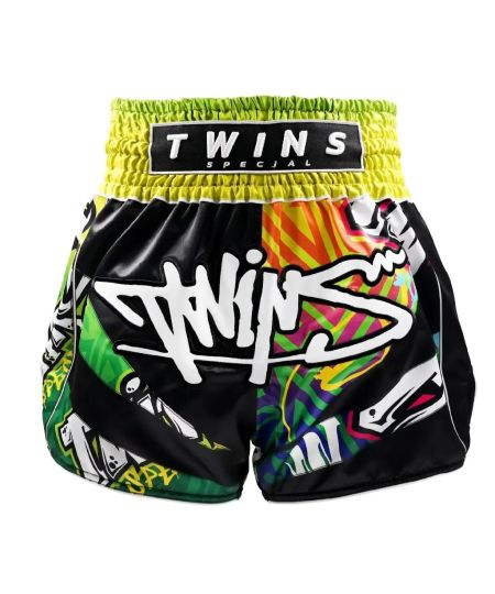 Twins Special Muay Thai Shorts TTBL GRAFFITI - Groen/Geel/Zwart