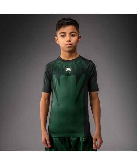 Venum Attack Kids Rashguard met korte mouwen - Bosgroen/Crèmewit