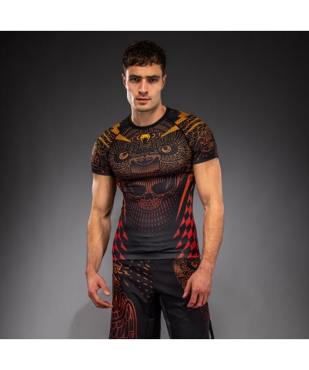 Venum Quetzal Fury Korte Mouw Rashguard - Zwart/Fury Rood/Tangerinerd