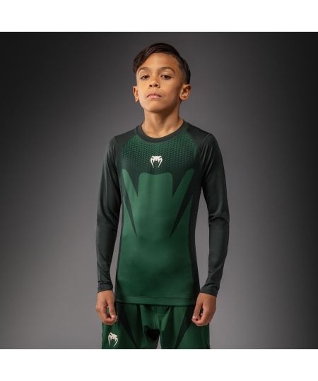 Venum Attack Kids Rashguard met Lange Mouwen - Bosgroen/ Off White