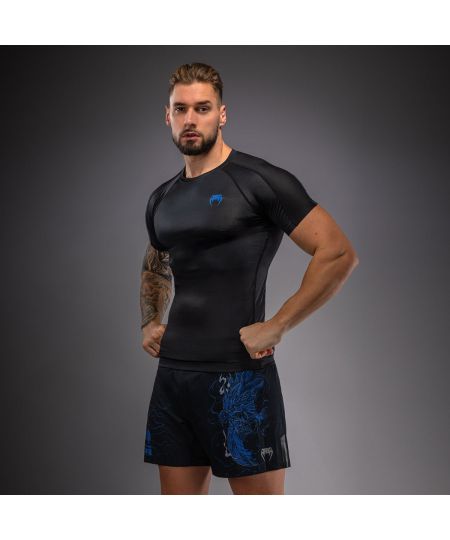 Venum Thunder Dragon Rashguard met korte mouwen – Zwart/Koningsblauw