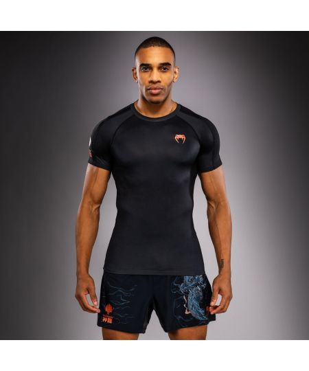 Venum Thunder Dragon Rashguard met korte mouwen – Zwart/Grijs/Koper