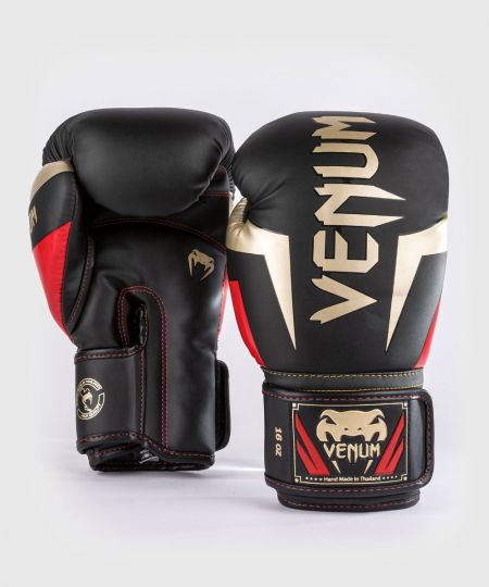 Venum Elite Bokshandschoenen - Zwart/Goud/Rood