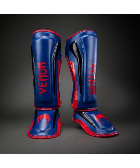 Venum Elite Scheenbeschermers - Donkerblauw/Rood