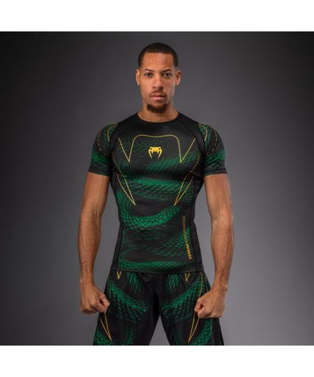 Venum Matupa Rashguard met korte mouwen - Zwart/Groen/Goud