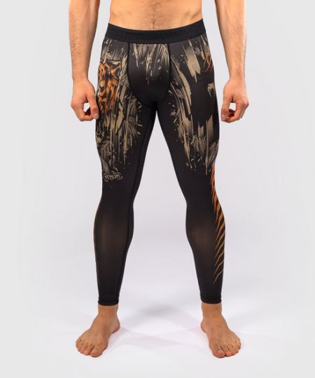 Venum Tiger Compressie Leggings Heren - Zwart / Neon Oranje
