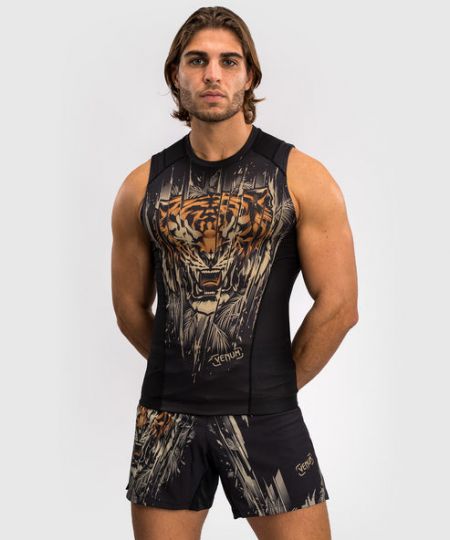 Venum Tiger Mouwloos T-Shirt - Zwart / Neon Oranje