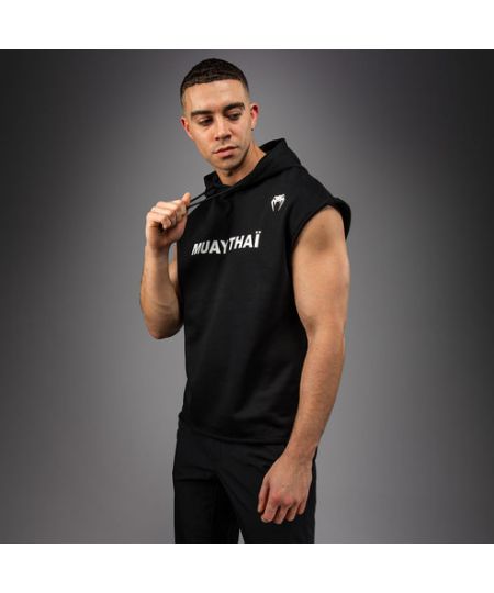 Venum VT Muay Thai Mouwloze Hoodie - Zwart/Wit