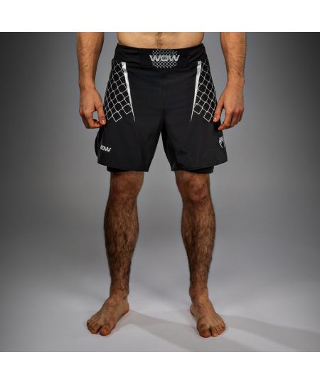 Venum x WOW FC Heren MMA Shorts - Zwart/ Zilver Grijs