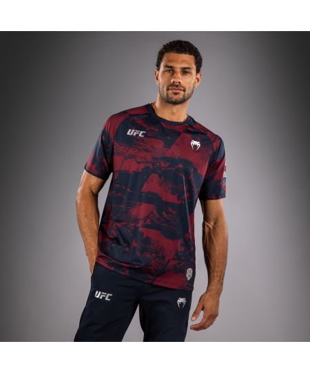 UFC Zenith by Venum Authentic Fight Week Performance T-shirt Korte Mouw Heren - Marineblauw/Bordeauxrood/Zilver